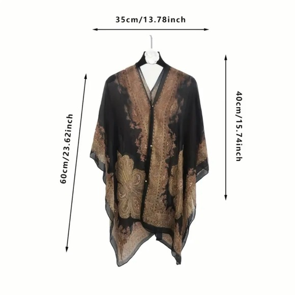 Lightweight Chiffon Shawl Scarf Jacquard Beach Cover-Up - Picture 8 of 10